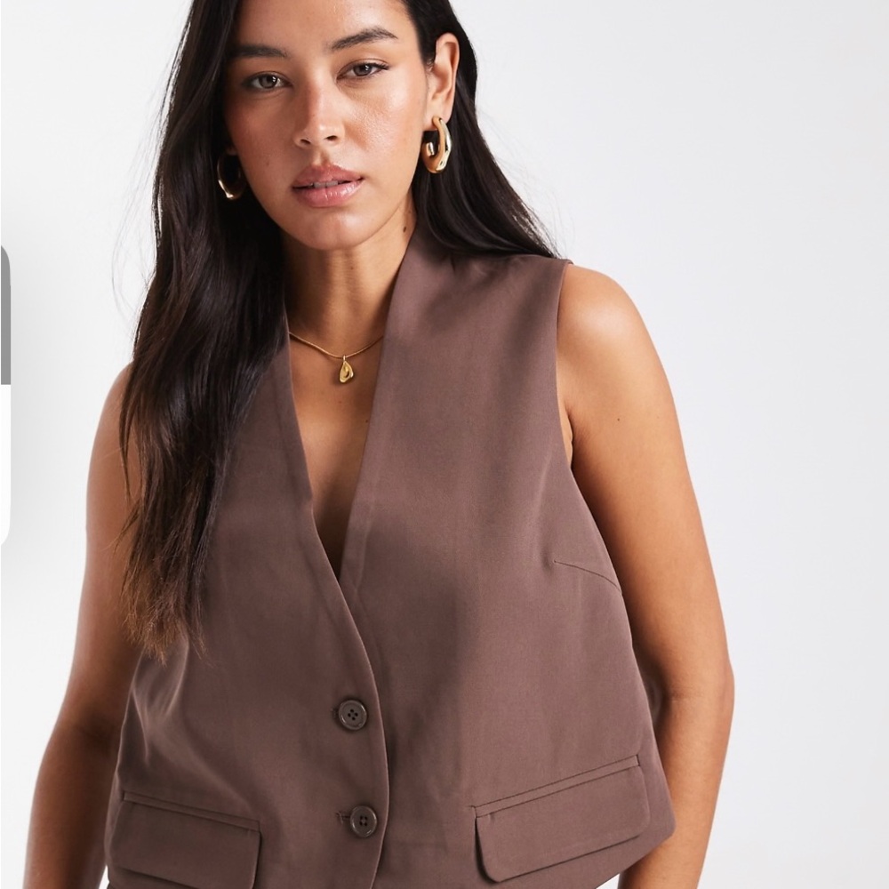NWT Brown Button-Up Vest